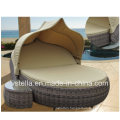 Outdoor Patio Garden Sun Lounger Canopy Wicker Rattan Day Bed